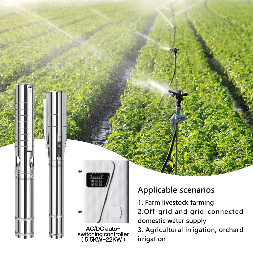 

Efficiency Solar Water Pump with Panel Solar Submersible Pump Stainless Steel for Deep Agricultural Water Supply Irrigation