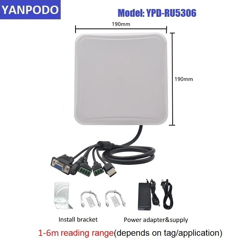 Imagem -02 - Yanpodo-uhf Rfid Prime Reader Longo Alcance 6dbi Embutido Antena Circular Rs232 Wg26 Relay Ethernet para Gerenciamento de Veículos 56m