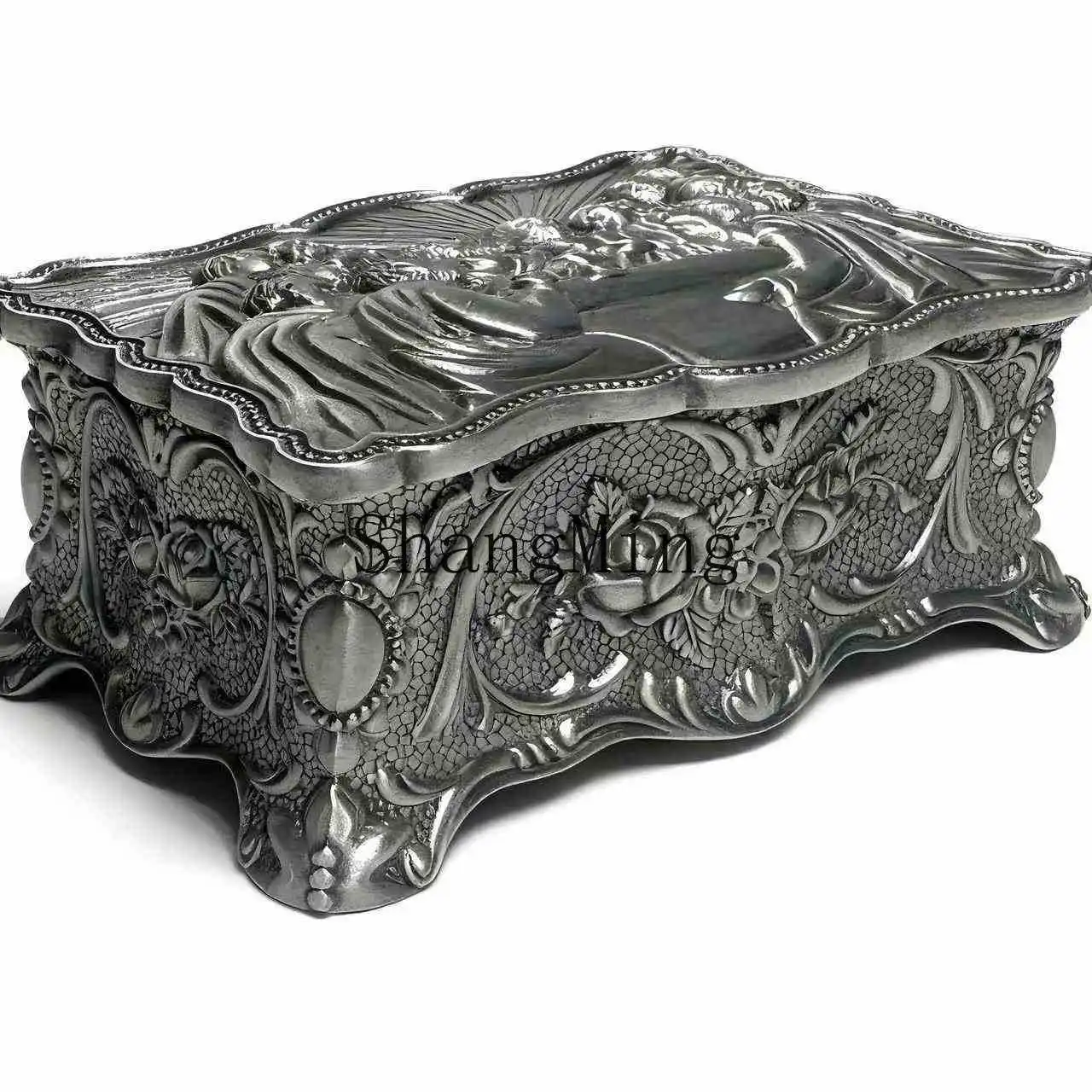 

DSA retro relief metal jewelry box engraved storage jewelry collection box