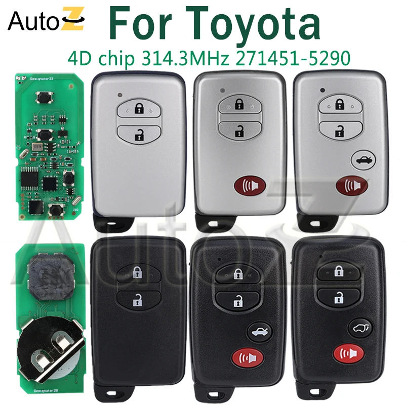 Car Smart Key for Toyota Prius C Prius V 4Runner Venza 2009-2018 Keyless go 314.3MHz 4DChip HYQ14ACX 271451-5290 Auto Remote Key