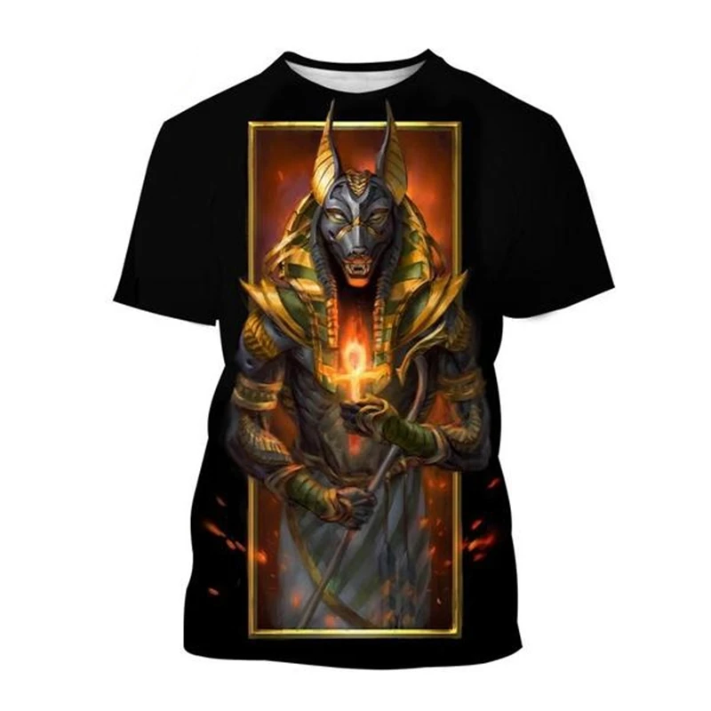 Hot Sale Grim Reaper Anubis 3D Printed T Shirt Ancient Egyptian Pharaoh Anubis God Eye of Egypt Pharaoh Unisex Fashion T-shirt