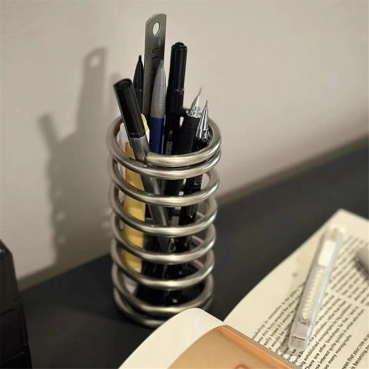 

A71Z Stainless Steel Metal Toothbrush Holder Rack Bathroom Toothware Toothpaste Makeup Brush Storage Decoration Rack-B
