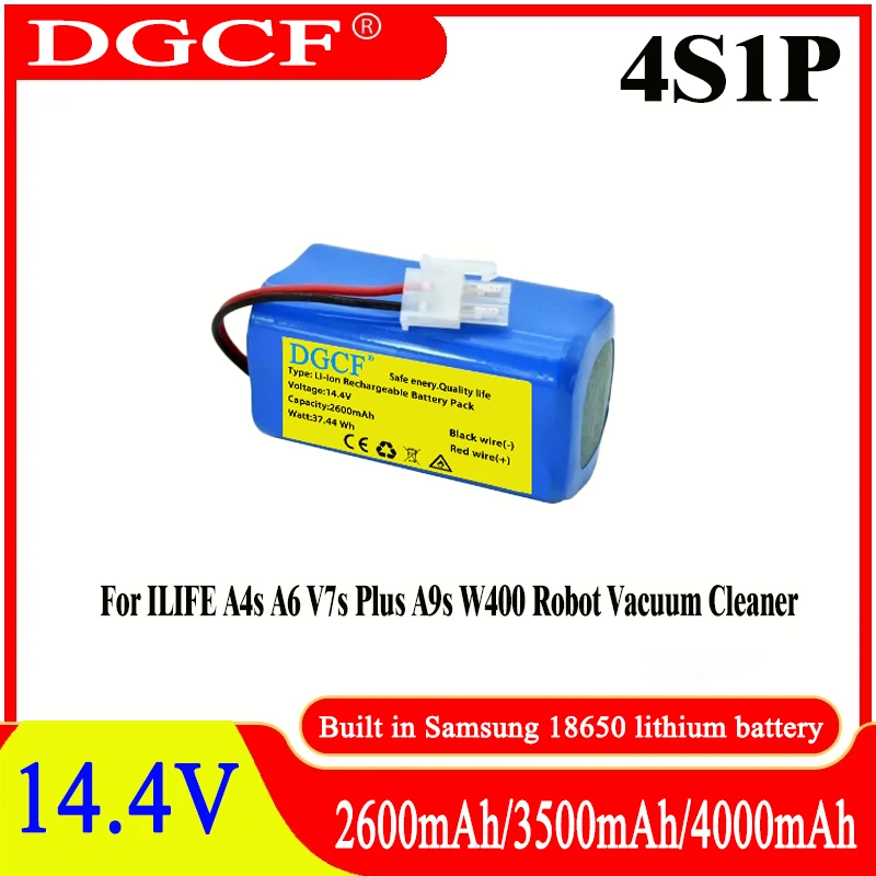 14.4V 2600mah Rechargeable Lithium Battery For ILIFE A4s A6 V7s Plus A9s W400 Robot Vacuum Cleaner INR18650 M26-4S1P Batteries