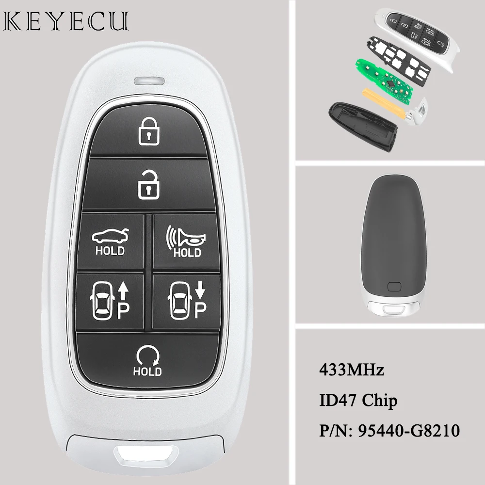 Keyecu For Hyundai Grandeur 2021 2022 2023 2024 Proximity Smart Remote Car Key Fob 433MHz With ID47 Chip 95440-G8210