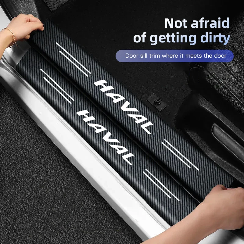 Car Door Sill Protector Stickers Carbon Fiber Threshold Pad For Great Wall Haval H6 H5 H7 Dargo M6 H9 H6S F7 F7X Jolion X DOG XY