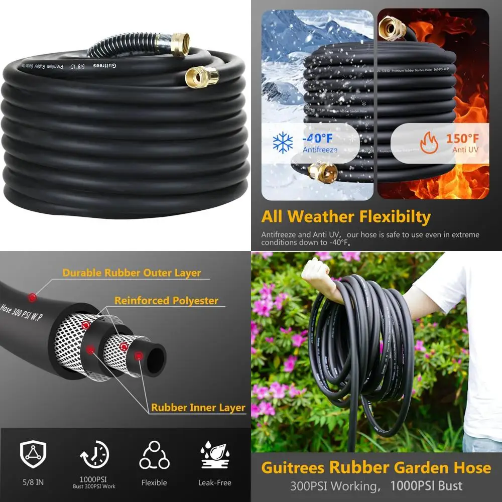 

Сверхмощный садовый шланг 5/8 дюймов, 90 футов, максимальное рабочее давление 200 фунтов на квадратный дюйм, взрыв 1000 фунтов на квадратный дюйм — горячая/холодная вода — пятислойная оплетка для Dura