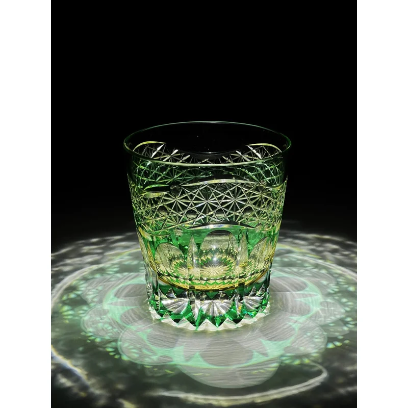 High-end Crystal Glass Premium Luxury Shiny Glassware Whisky Bourbon Brandy Glass Edo Kiriko Glass Artwork for Gift Collection