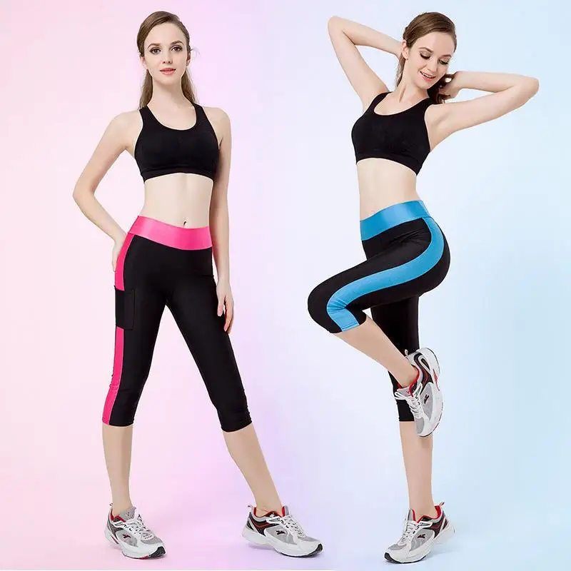 

Спортивные леггинсы Fitn, женские брюки для бега с базовым слоем, эластичные брюки для йоги семи четвертей, тонкое полиэфирное волокно