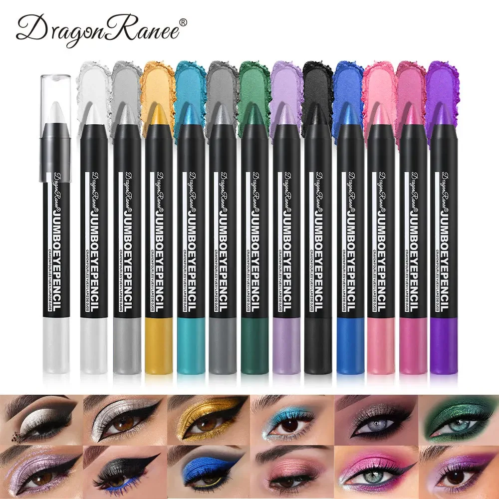 Dragon Ranee 12 cores sombra de olho brilhante pérola brilho longa duração renderização de cores moda festa festival sombra de olho cosméticos 3g