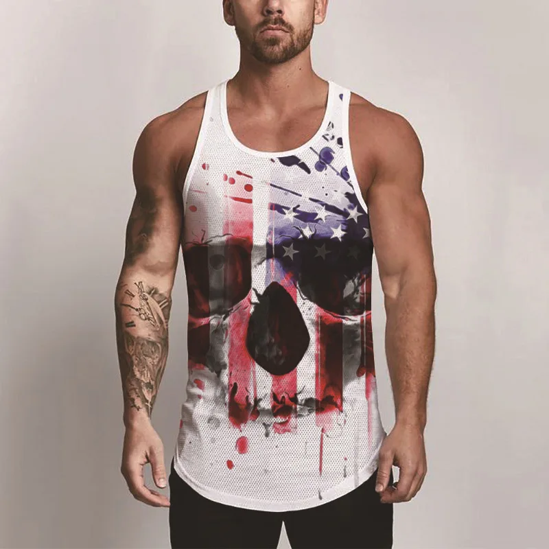 2024 New US Flag Man Tank Tops 3D Printed Men Women Fitness Gym Clothes Summer New Trendy Oversize Street Outdoor Sleeveless Top image 4