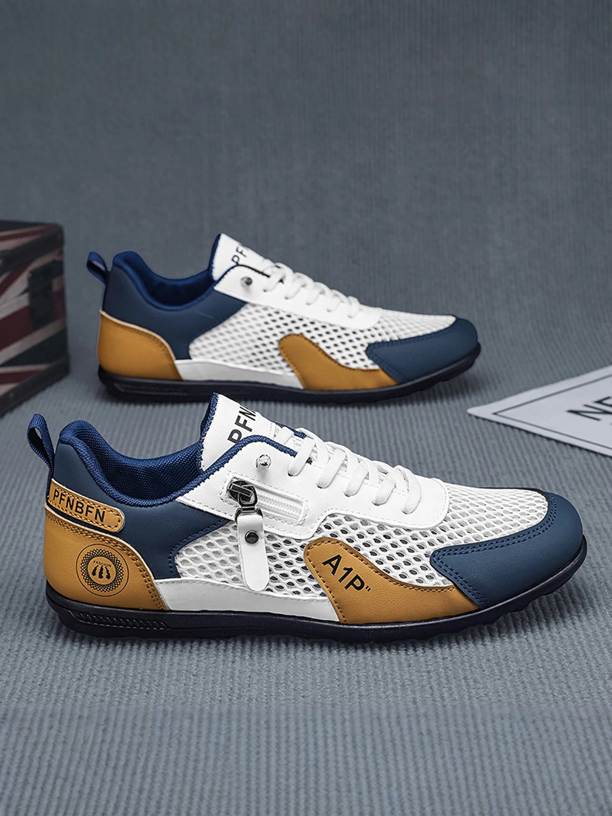 

Men's Summer Breathable Ice Silk Lightweight Sporty Casual Shoes Hollow out Mesh Upgraded Version Fashionable Bean Bean Shoes