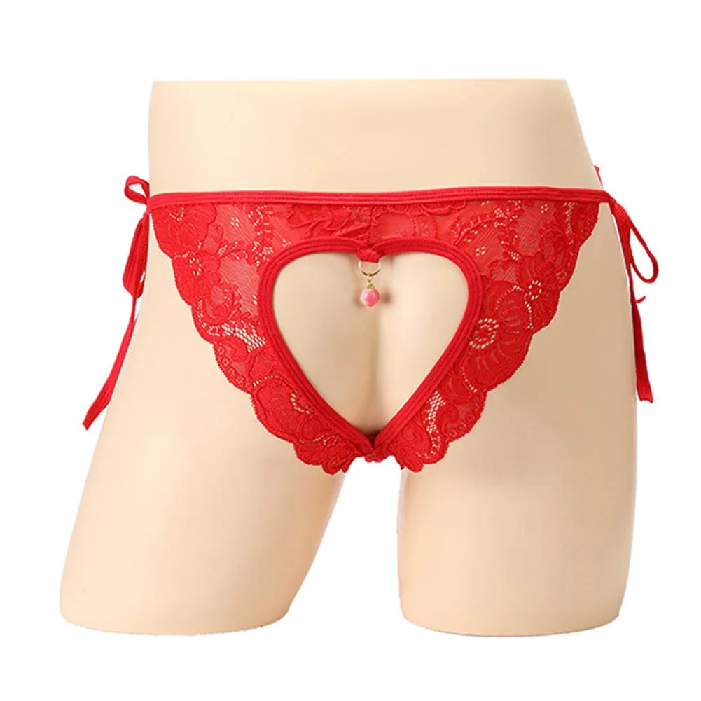 

Men Sexy Lace Low-Rise Lingerie G-Strings Gay Sissy Pouch Underpants Breathable T Panties Hollow Out Underwear Exposed Briefs