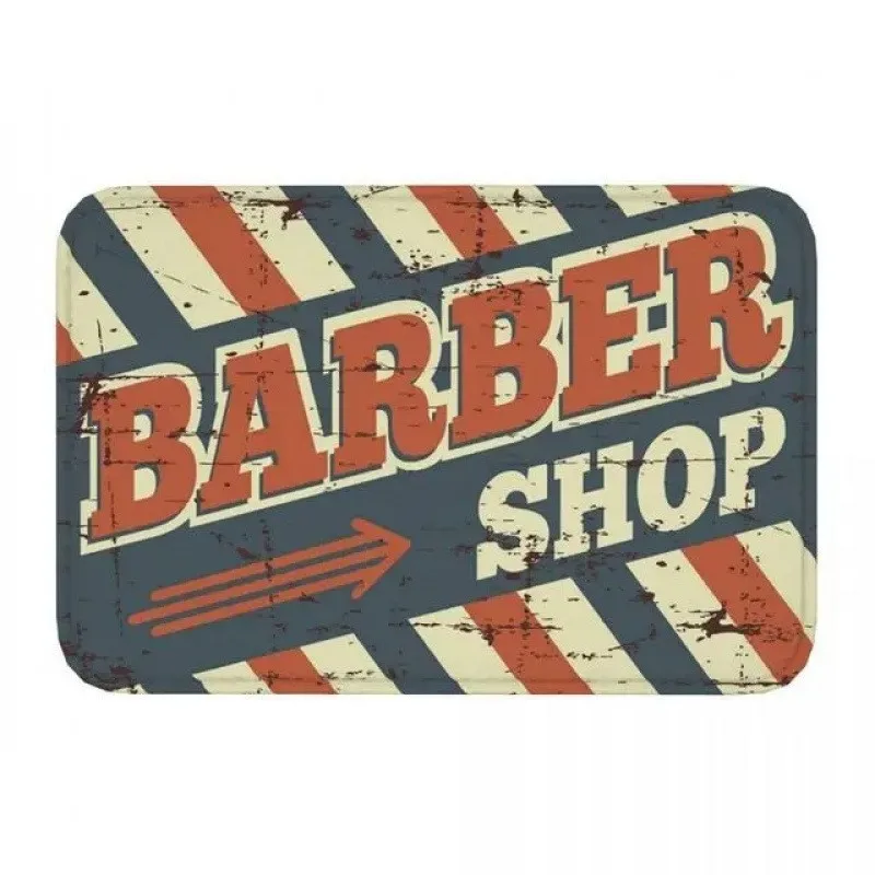 

VIKAMA American Retro BarberShop Floor MATS, Aged Striped Hair Salon Decorative Door MATS, Anti-Slip Foot MATS