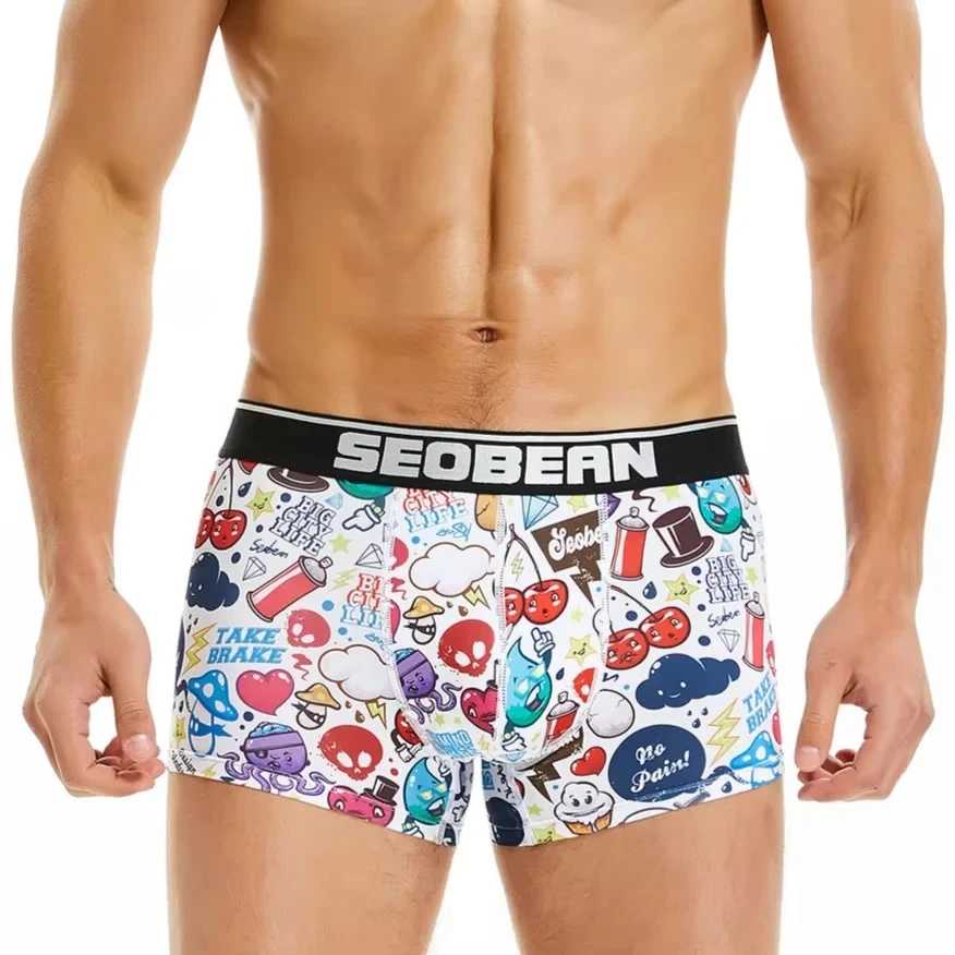 

Print Bulge Boxy Underwear for Men Sexy U Convex Pouch Sports Boxer Brief Elastic Soft Cozy Cool Feel Quick Drying Sports Trunks