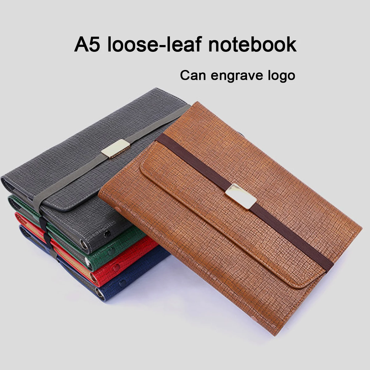 (Can Engrave Logo) A5 Student High-grade Leather Loose-leaf Subject Notebook, Work Notepad, Business Meeting Record Book, Diary