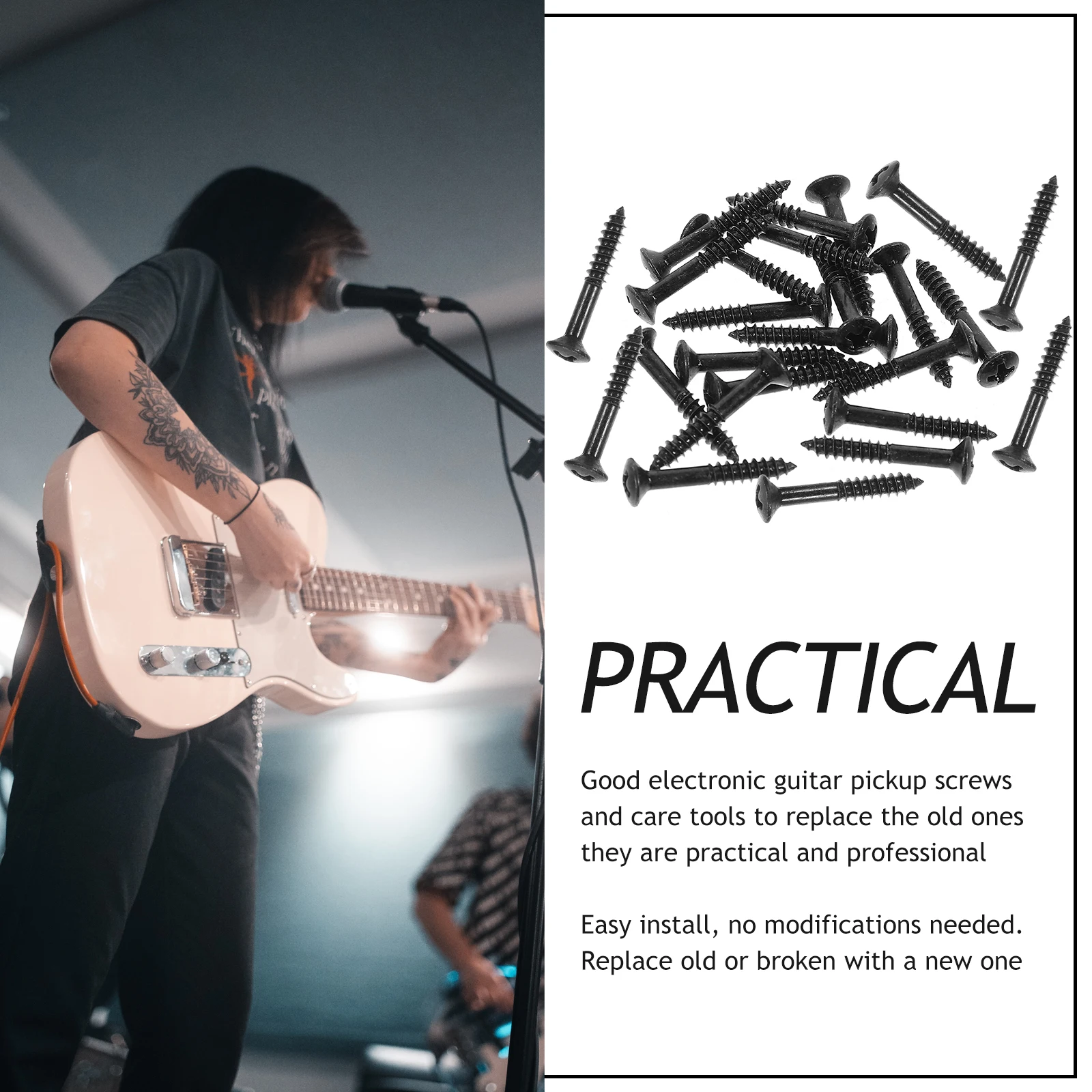 

40 Pcs Pickup Screw Screws Bass Guitar Mounting Electric Metal Accessories Parts