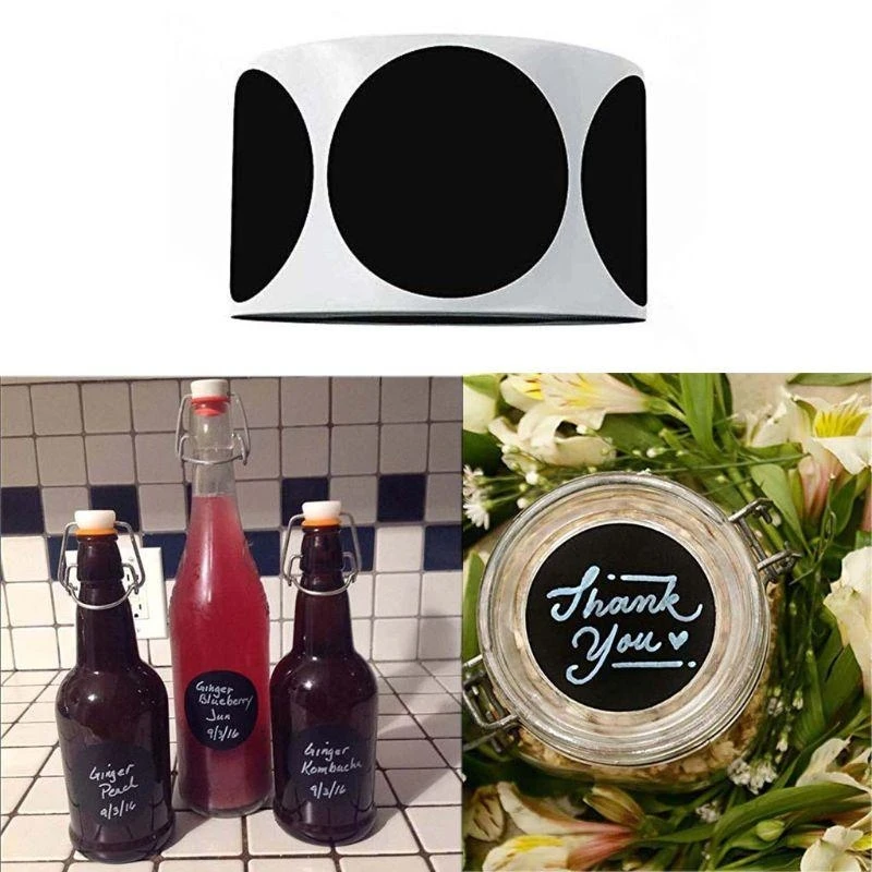 

120pcs/roll Blank Label Round Chalkboard Sticker Kitchen Pantry Labels for Canning Spice Jars top sale
