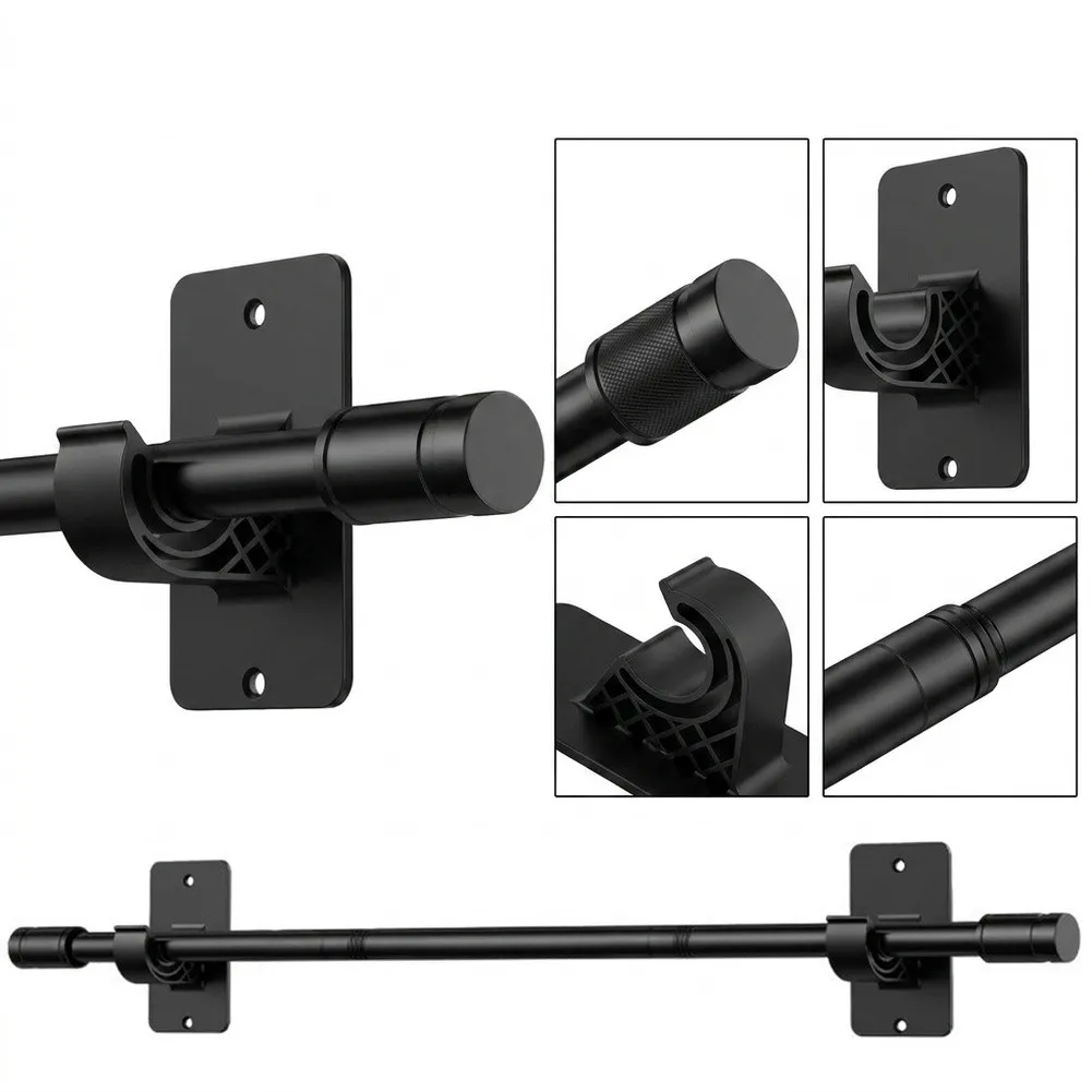 Stick-Mount ABS Bracket Pair for Curtain Rods No Wall Damage For Heavy-Duty Performance Rod Diameter Limit 1.5 cm