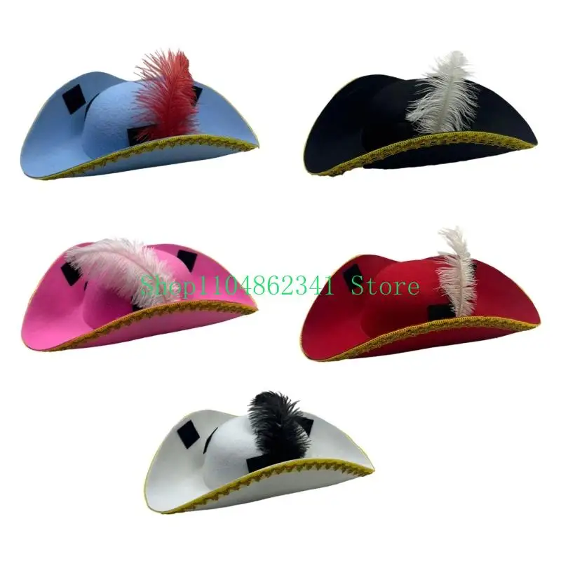 

5asd Golden Lace Halloween Pirate Party Props Caps for Children's Imaginative Play Pirate Costume Parties Accessories