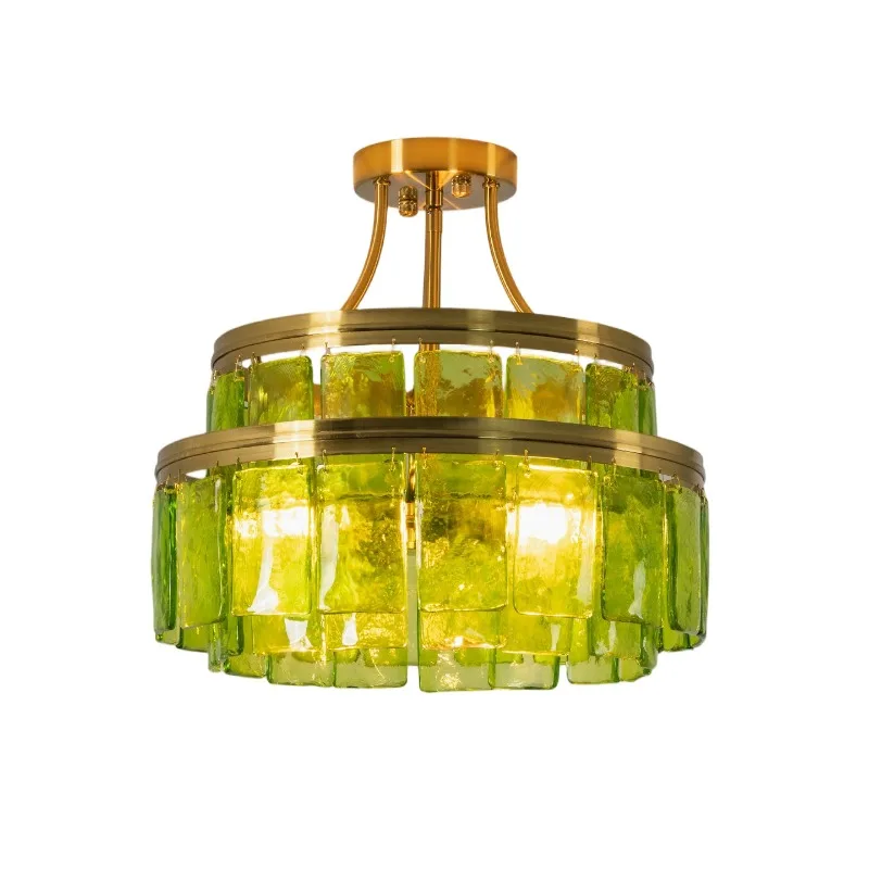 Green glass chandelier dining room retro bedroom fixture
