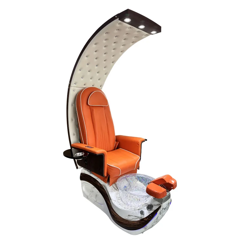 New Design Beauty Nail Salon Equipment Moon Shaped Foot Care Spa Chair Luxury Multifunction Human Touch Pedicure Chair
