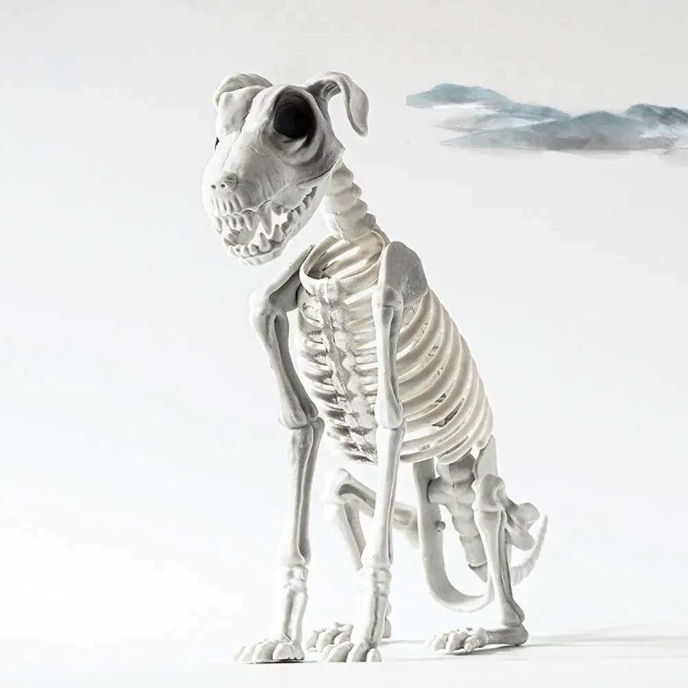 Decoração de esqueleto de halloween decoração de esqueleto de halloween para pátio cemitério gato cão pássaro rato cabeça de cabra ossos de plástico assustadores