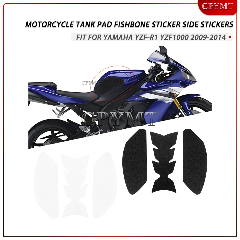 

Fit for Yamaha YZF-R1 YZF1000 2009-2014 2010 2011 Motorcycle Tank Pad Fishbone Sticker Side Stickers Oil Gas Protector Cover