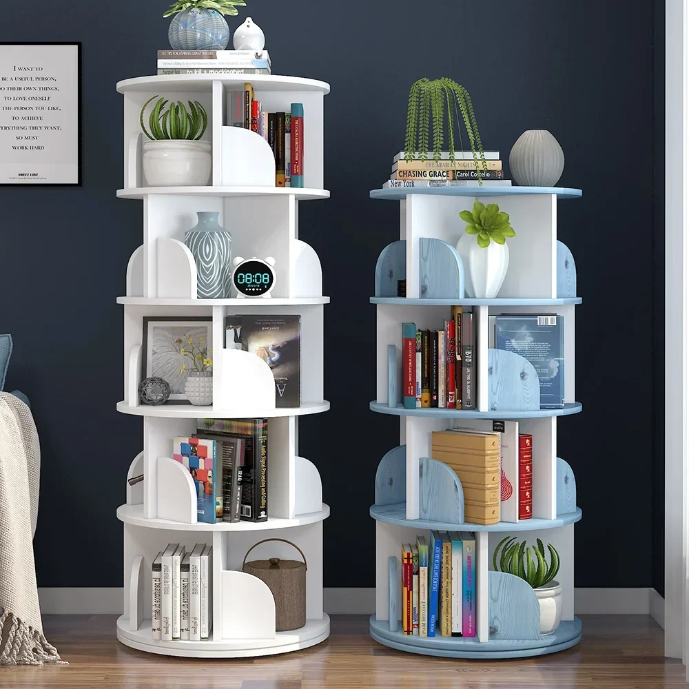 New Modern Bookcase Room Simple Household Space-saving Storage Revolving Round Children Bookshelf Rotating Balda Home Furniture