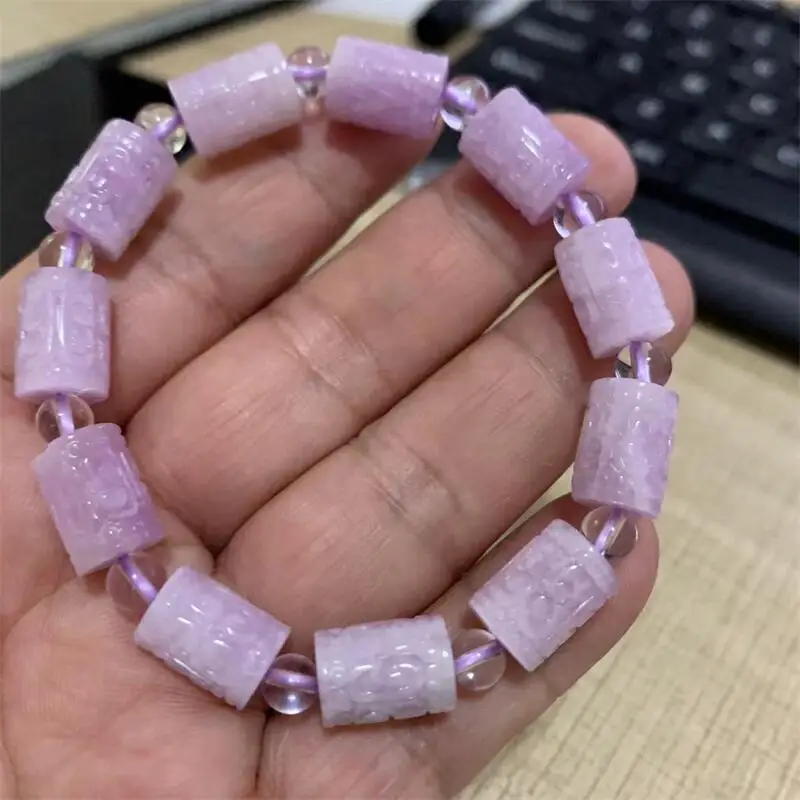 Natural Kunzite Mosaic bead Bracelet Fashion Crystal Quartz Jewelry Reiki Healing Gift For Women 1pcs