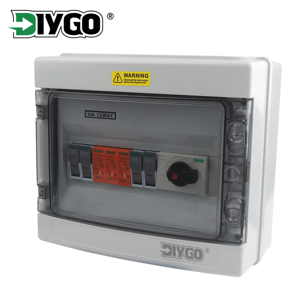 

PV Combiner Box With Surge Lightning Protection 2 Input 1 Out DC 1000V Solar Photovoltaic Fuse MCB SPD IP65 Waterproof Box