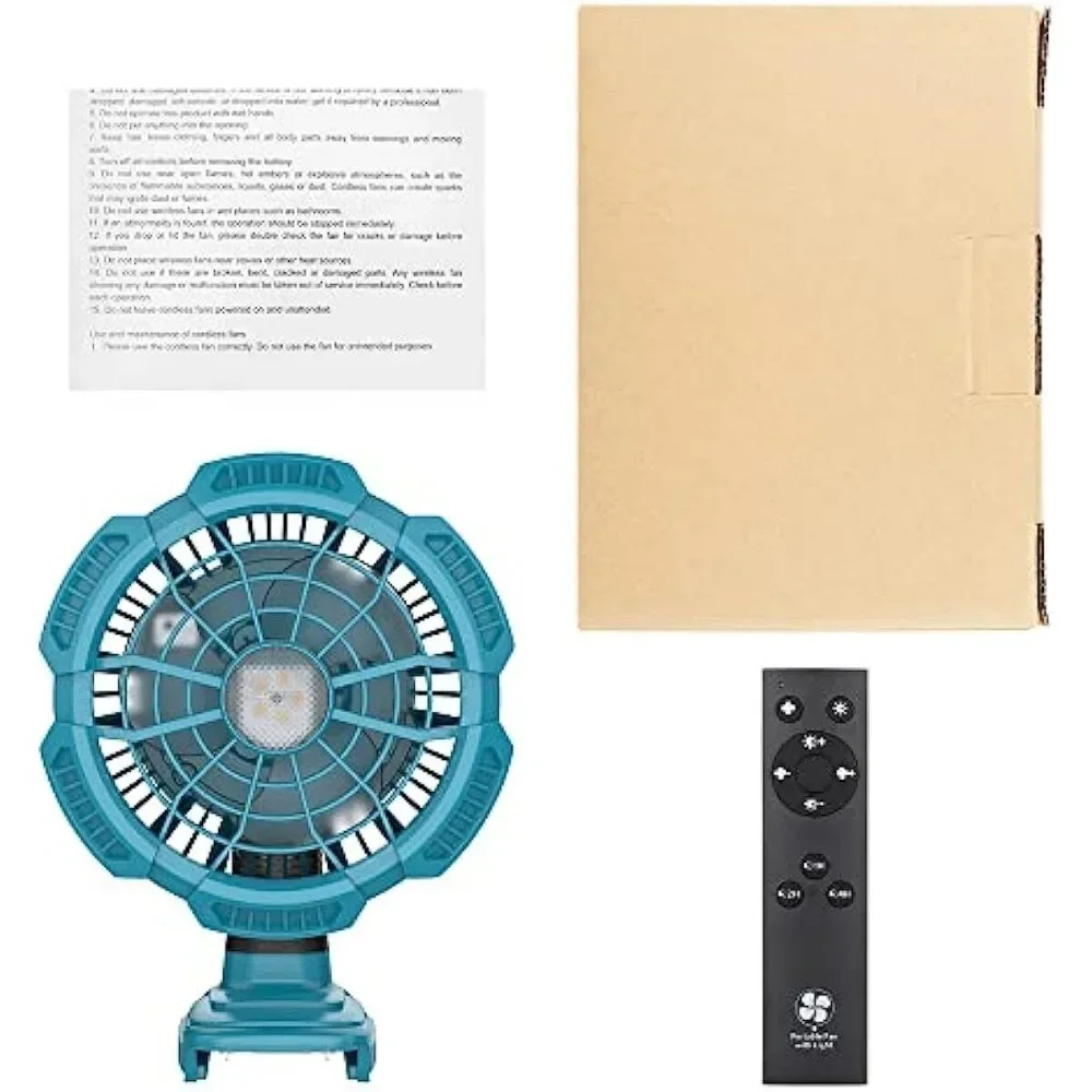 Imagem -06 - Ventilador Portátil para Bateria de Íon de Lítio Makita 18v Ventilador sem Fio com Trabalho Led de 9w Porta Usb Ventilador Portátil para Acampamento
