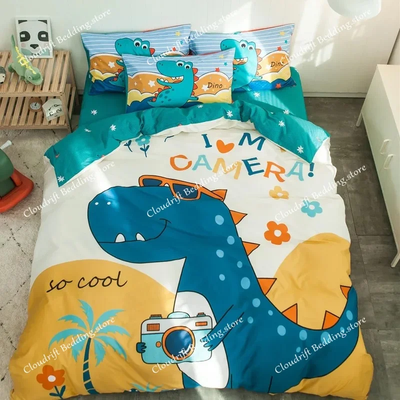

Dinosaur Kids Bedding Set for Boys, 3D Dinosaur Microfibre Single Duvet Cover Set Comes With Zip