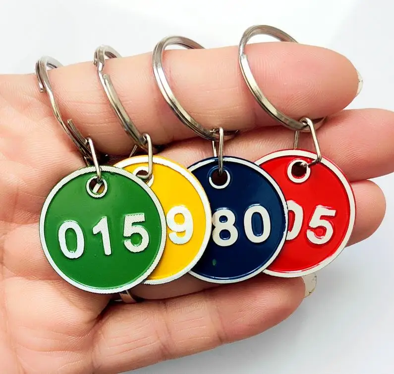 300pcs/lot Patio Lawn Garden Decorations Metal Alloy Number tags with Key Rings Motel Hotel Luggage Labels ni445