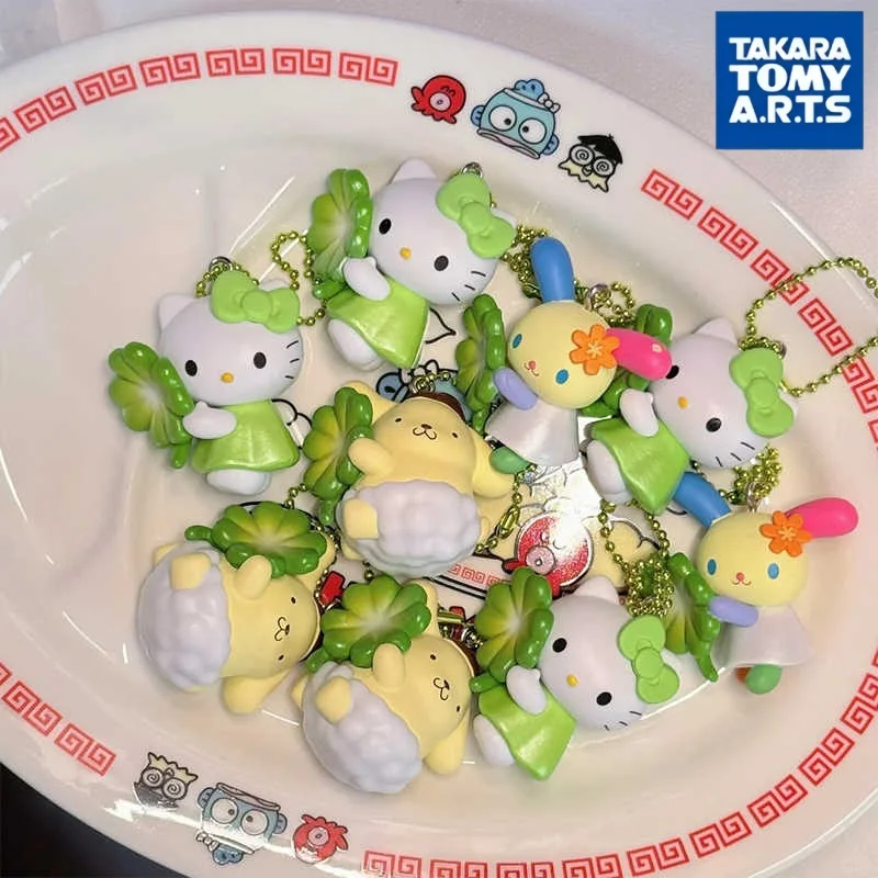 Takara Tomy Sanrio Four Leaf Clover Pendant Keychain Gashapon Capsule Hello Kitty Cinnamoroll Bag Decoration For Adult view 4