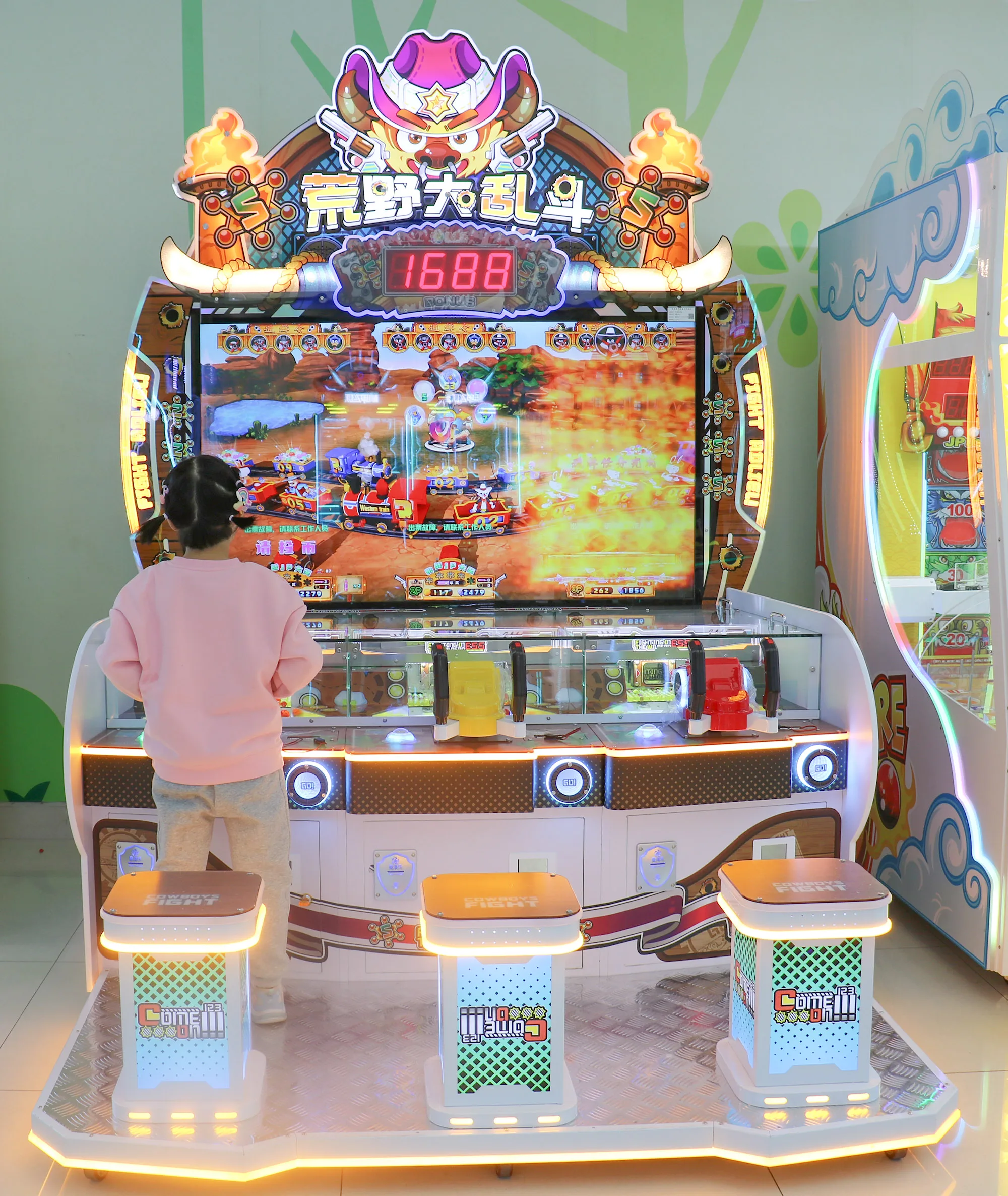 1pcsCommercial Shopping Mall 3 Player Street Fighter Arcade Games Machine Led Light Shooting Ball Gaming Machine Station forKids
