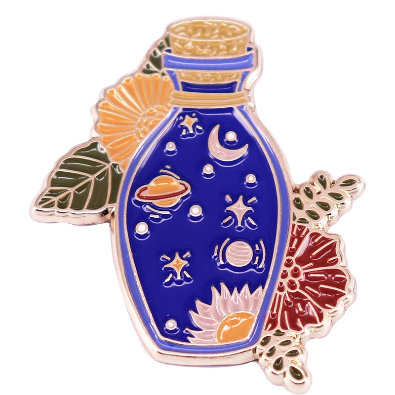 

A3298 Blue Flower Bottle Cartoon Lapel Pins for Backpack Cute Enamel Pin Men Women Brooch Fashion Badges Accessories on Clothes