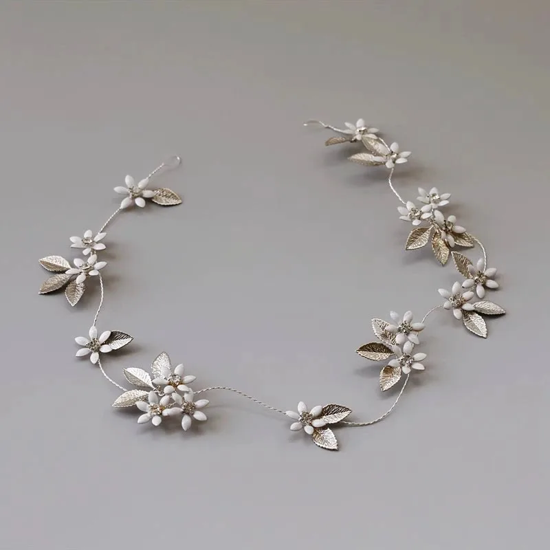 White Flower Girls Hair Wreath Bridal Headband Handmade Women Headpiece Wedding Hair Jewelry