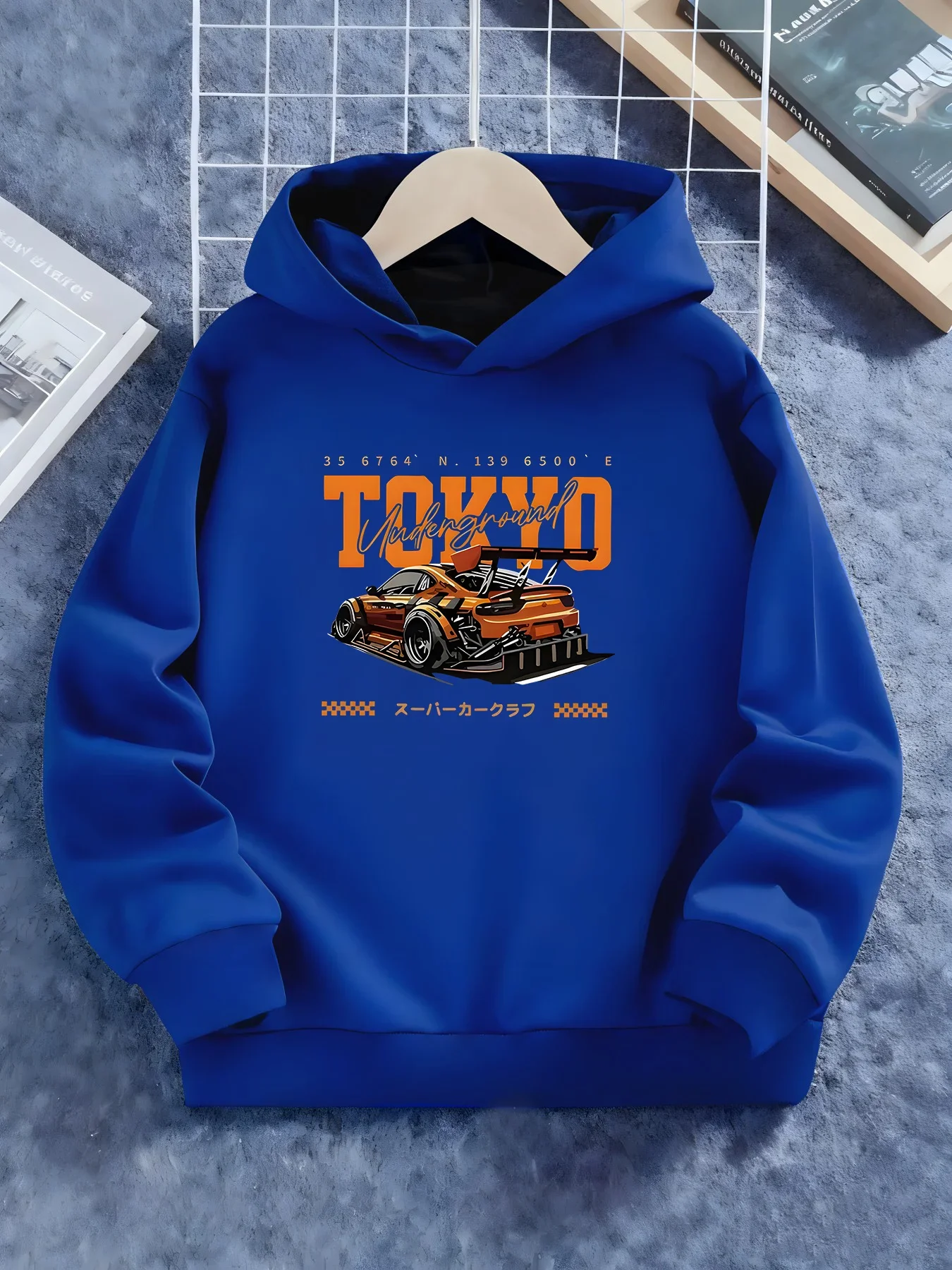 Tokyo Drift Racing Kids Hoodie - Cool Street Style Car Print Autumn/Winter Warm Fleece Casual Everyday Versatile Hoodie