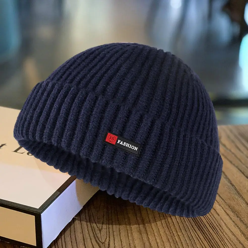 

Зимняя шапка унисекс, Мужская теплая вязаная зимняя шапка с противоскользящим дизайном для улицы, езды на велосипеде, работы, однотонная купольная эластичная