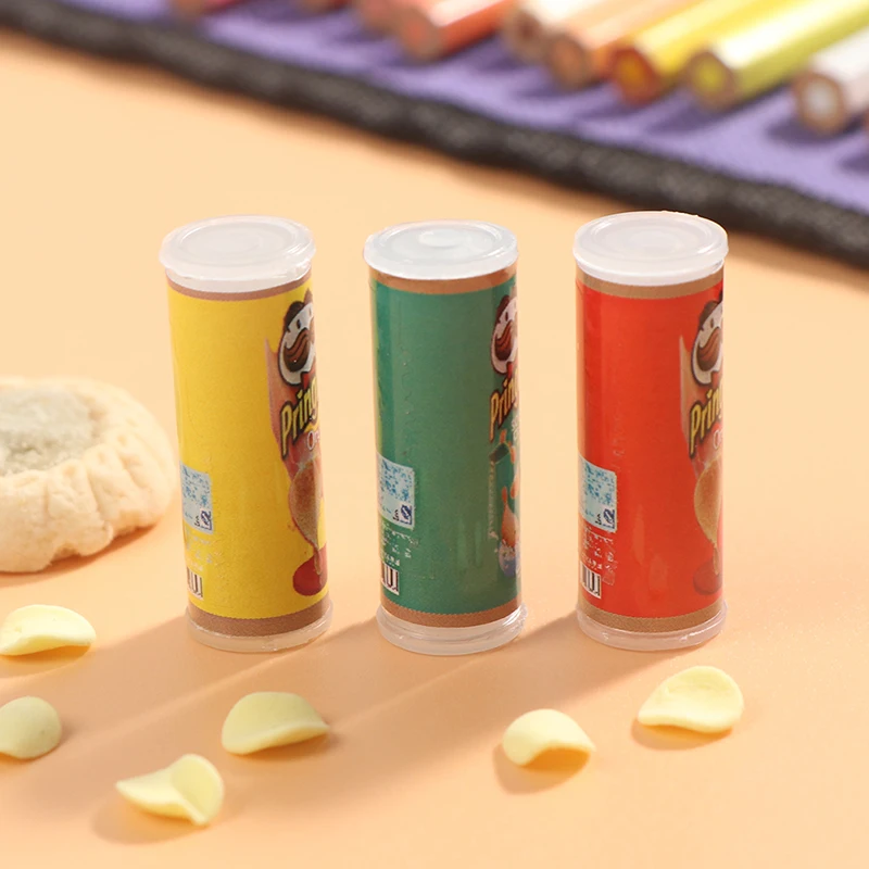 1 مجموعة/3 قطع محاكاة رقائق البطاطس زجاجة دمية مصغرة لعب المطبخ الغذاء #4