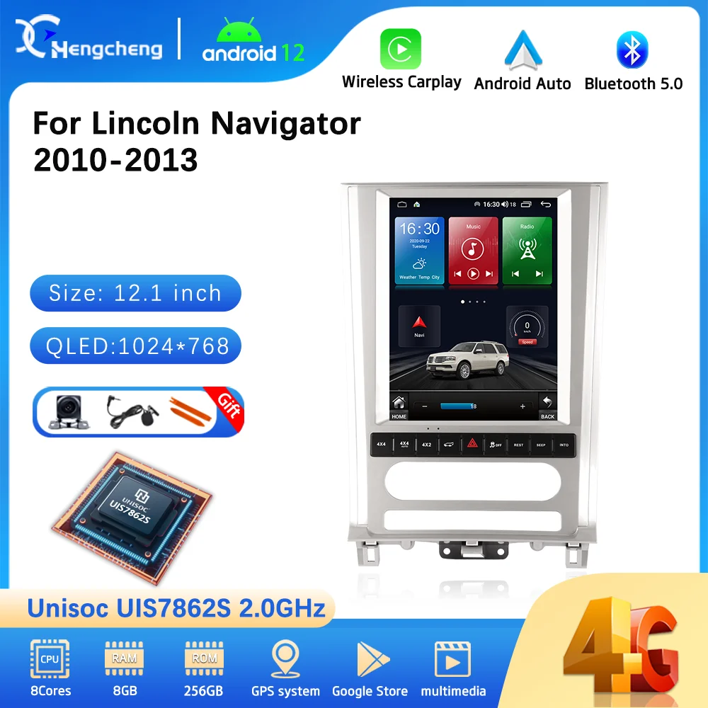 

12.1" For Lincoln Navigator 2010-2013 Car Multimedia Player Radio GPS Navigation Android 12 8+256G Carplay Auto 4G Mp4 Stereo