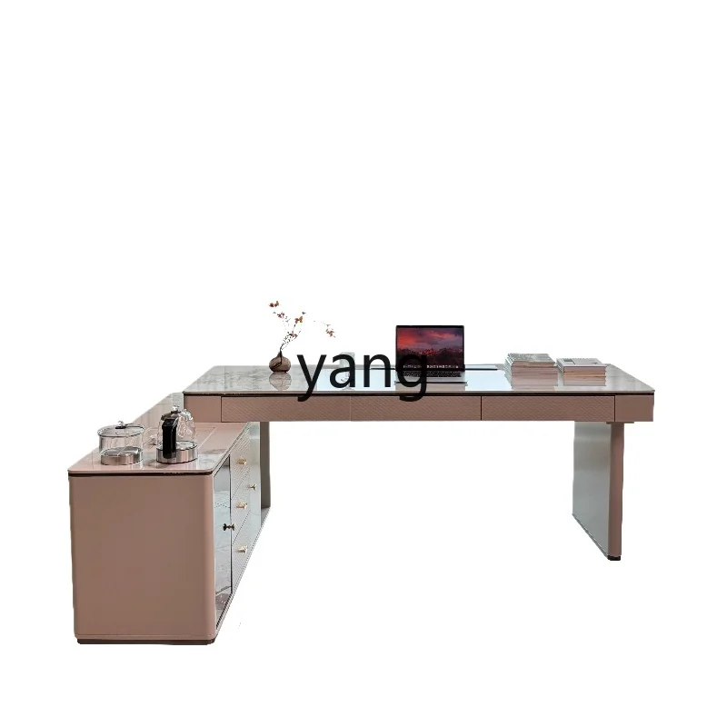 

LTT Modern Light Luxury Corner Desk Chair Combined Office Tea Table Integrated Home Study Computer Desk