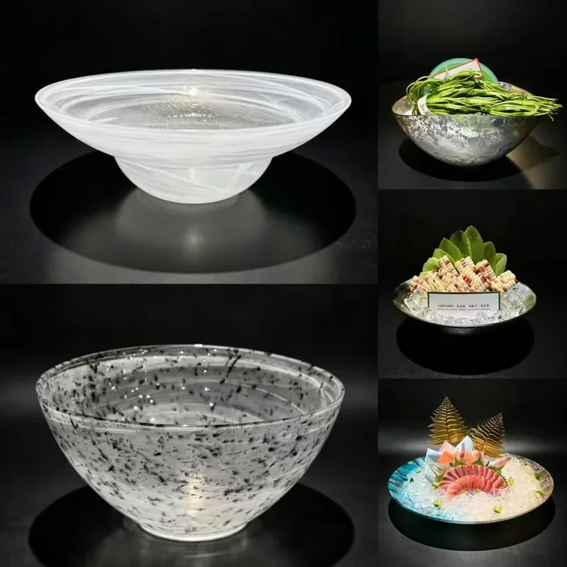 Luxury Turkish Gold Foil Glass Fruit Bowl Creative European Style Decorative Plate for Restaurant Home Dining Table