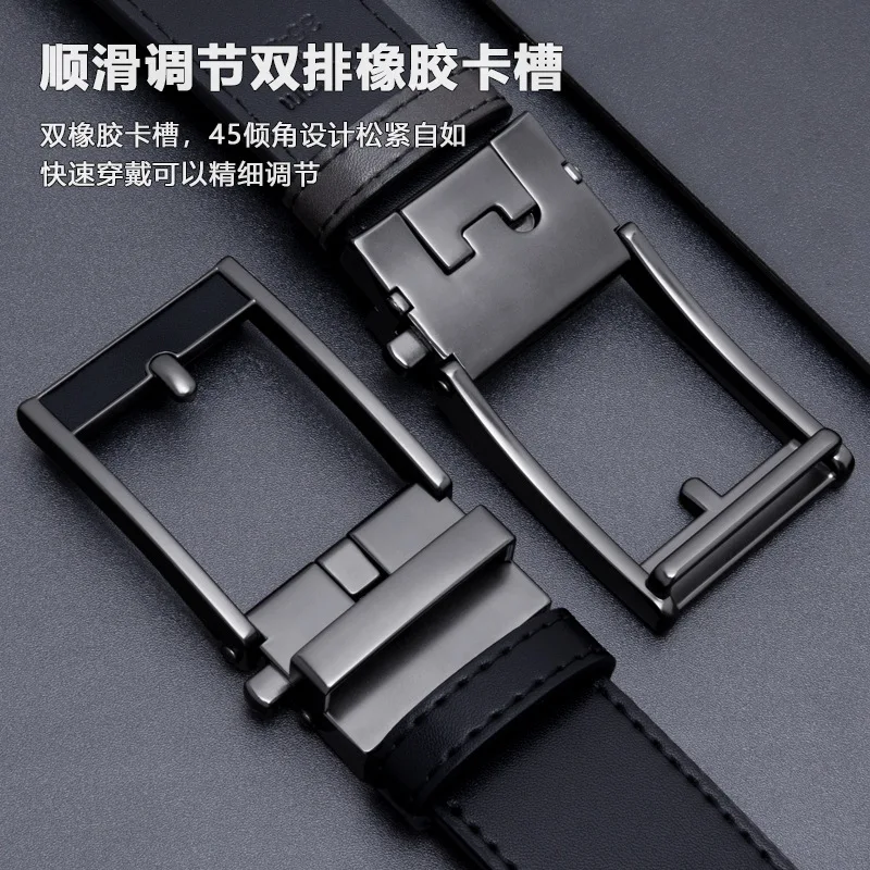 Belt for men, automatic buckle belt, 3.5mm wide leather versatile men's pants belt, men's belt