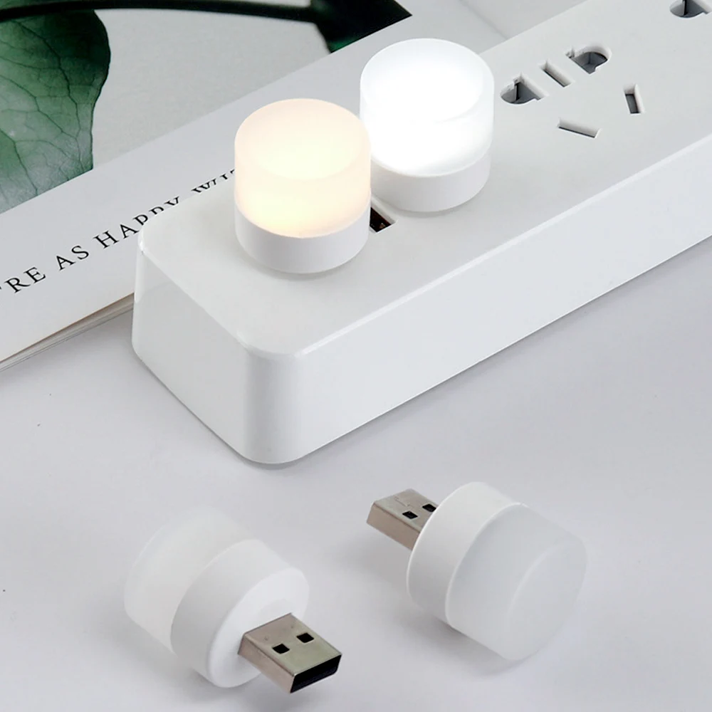 10 szt. Kolorowa przenośna lampka nocna z USB do czytania z lampką nocną mała lampa Power bankiem ładującym oświetlenie z wtyczką USB