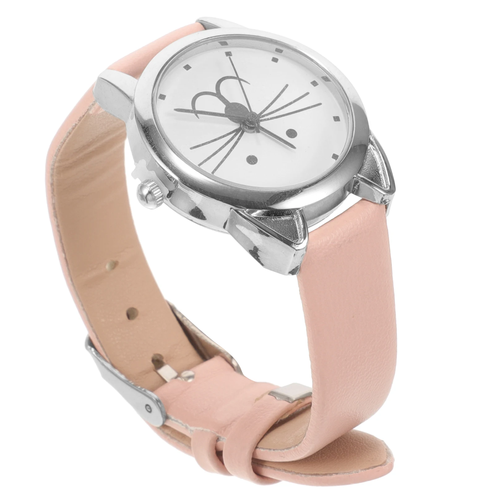 

Cat Quartz Watch Pink Silver Shell Kids Teens Girls Watches Ages 11-15 Cute Minimalist Strap Student Casual K2426