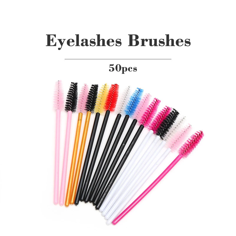 Disposable Eyelash Brushes 50Pcs Eyelashes Extension Tools Mini Mascara Wands Eyebrow Brush Professional Makeup Beauty Tool