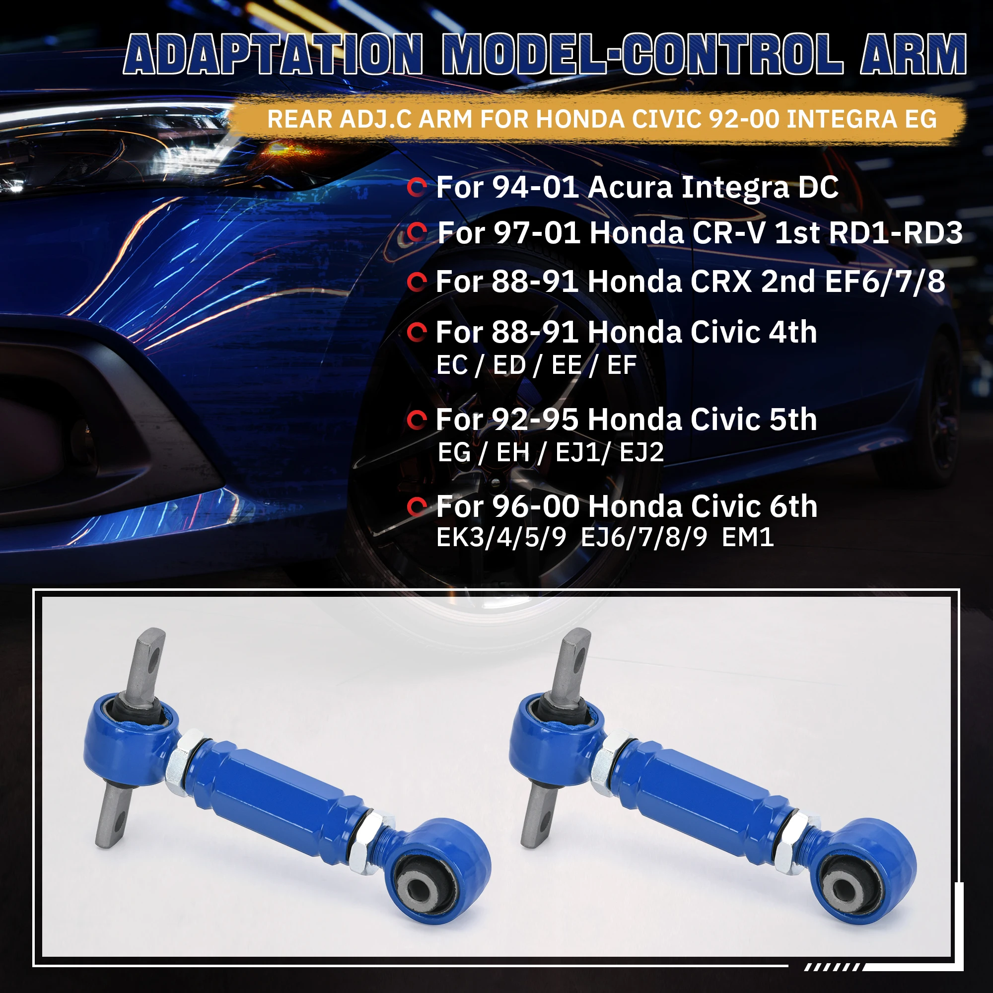 PQY - REAR ADJ.C ARM FOR HONDA CIVIC 92-00 INTEGRA EG REAR ADJUSTABLE CAMBER ARMS KIT PQY9802