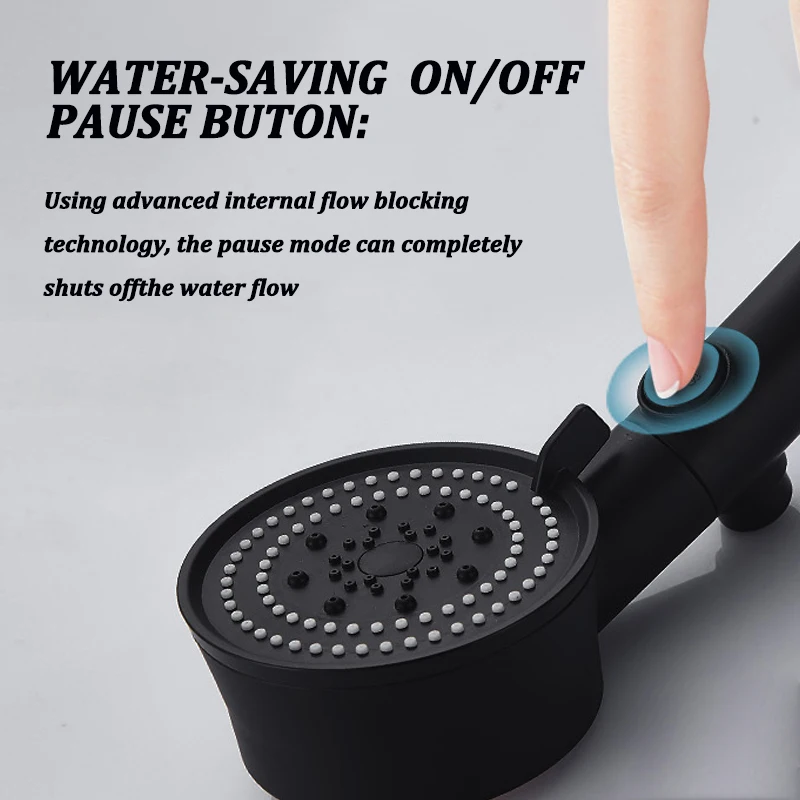 5 โหมดปรับ Turbocharged หัวฝักบัวน้ําแรงดันสูงห้องน้ําหัวฉีดสเปรย์ One-Key หยุดน้ําหัวฝักบัว