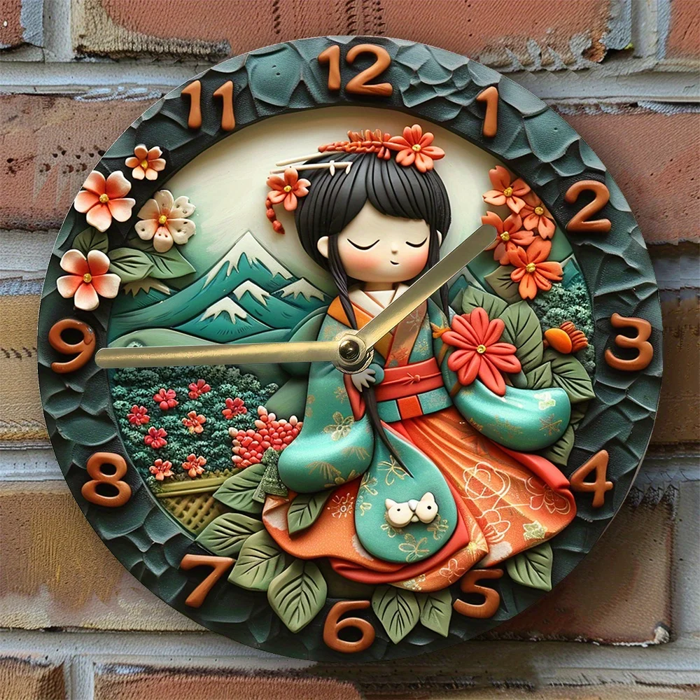 

Silent Wall Clock with Japanese Kimono Design - Perfect for Kitchen Decor & Gifts, Pet Lovers Theme Wall Clock Modern Design